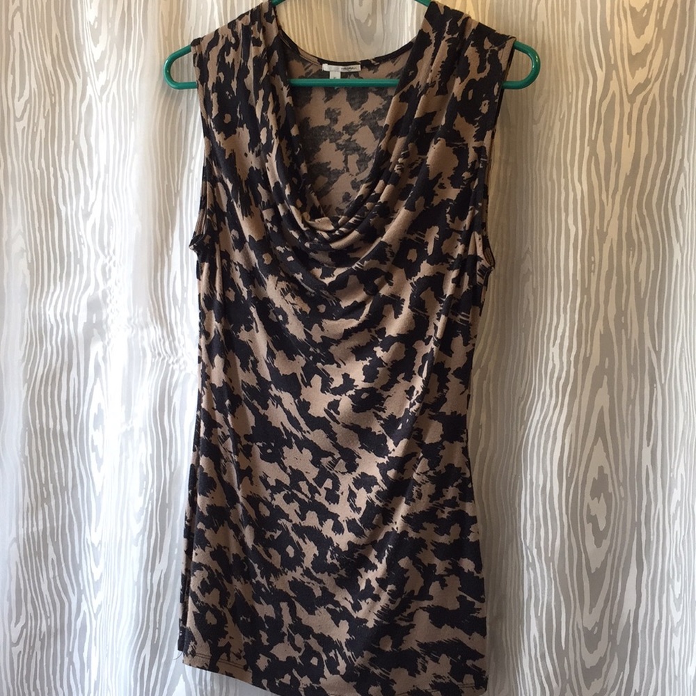 Patterned cowl neck work top